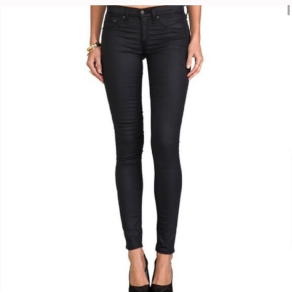 Rag & Bone sz 25 black coated skinny jeans - Picture 1 of 7